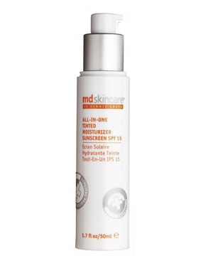 <p>MD Skincare All-In-One Tinted Moisturizer Sunscreen SPF 15, £32<br /><br /></p>