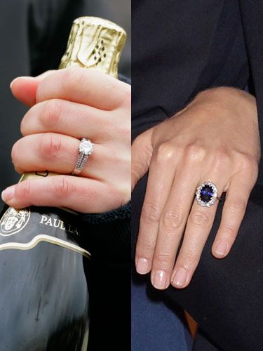 <p>Zara: A classic diamond engagement ring</p>
<p>Mike Tindall didn’t choose a family heirloom but instead popped the question with a brand new diamond and platinum ring he designed himself</p>
<p>Kate: Princess Di’s sapphire engagement ring</p>
<p>Kate’s 18 carat sapphire engagement ring is a precious family heirloom and once belonged to Prince William's mum, Princess Diana</p>
