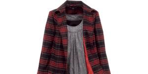 <p><strong>1.</strong> </p><p>"If the tartan trend scares you silly, a coat is the way forward. Worn open, it actually slims your figure,"</p><p>Coat, £60, Evans<br />Dress, £45, Jasper Conran at Debenhams<br />Jeans, £35, Topshop </p>