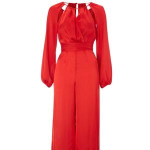Sleeve, Textile, Red, Standing, Dress, Formal wear, Style, One-piece garment, Pattern, Carmine, 