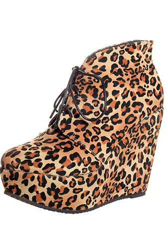 Leopard print is not allowed to go out of fashion! Why? Our wardrobe is filled with it that's why. These wedges won't be too painful and they will definitely get you noticed
<p>£35, <a href="http://www.boohoo.com">Boohoo</a></p>
