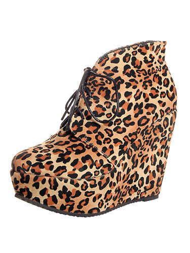 Leopard print is not allowed to go out of fashion! Why? Our wardrobe is filled with it that's why. These wedges won't be too painful and they will definitely get you noticed
<p>£35, <a href="http://www.boohoo.com">Boohoo</a></p>