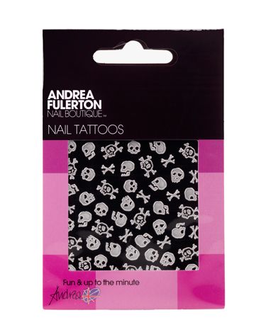 <p>Oh yes, we've just stumbled upon temporary tats for your nails! These 'peel and place' nail tattoos come in spooky shapes like skulls and cross bones ideal for the scariest weekend of the year! Apply onto polish and then finish with a coat of gloss to seal the deal </p>
<p>£1.99,<A HREF="http://www.superdrug.com/nail-polish/andrea-fulerton-nail-tattoo-skull+cross-bones/invt/
223325/&bklist=" TARGET="_blank">superdrug.com</A></p>