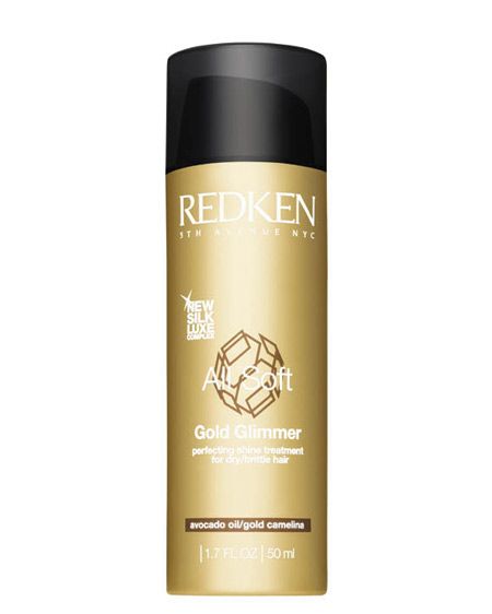 <p>Redken All Soft Gold Glimmer Shine Enhancing Hair Gelee, £12.75, with Silk Luxe complex and Gold Carmeline. This is a styler with sparkle adding a seductive shimmer to the hair's surface.  </p><p><a target="_blank" href="http://www.redken.com/international/"><br />Redken</a>, 0800 444 880 <br /></p>