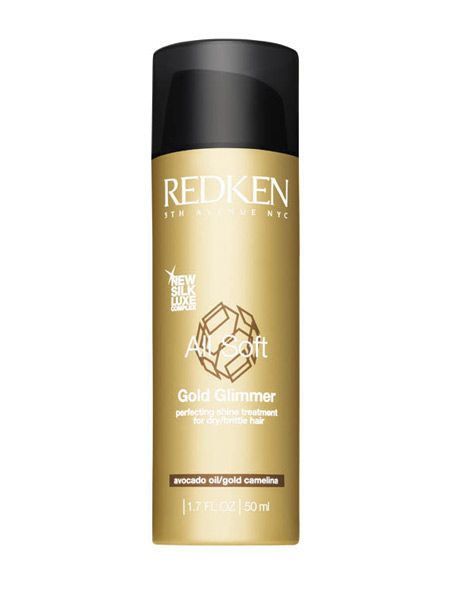 <p>Redken All Soft Gold Glimmer Shine Enhancing Hair Gelee, £12.75, with Silk Luxe complex and Gold Carmeline. This is a styler with sparkle adding a seductive shimmer to the hair's surface.  </p><p><a target="_blank" href="http://www.redken.com/international/"><br />Redken</a>, 0800 444 880 <br /></p>