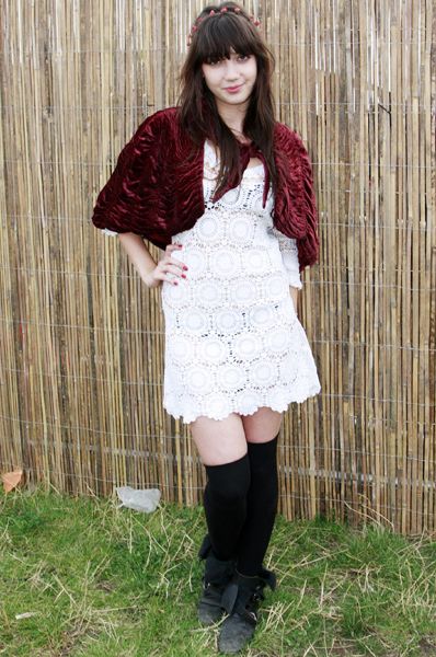 <p>Daisy brought some star style to Clapham Common for Get Loaded In The Park 2008 looking as fashion forward as ever in a lace dress, knee-high socks and flower head band</p>