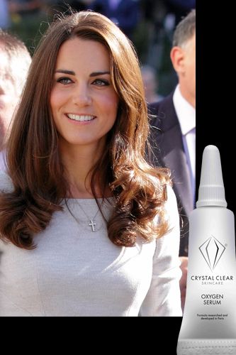 <p>How did Kate decide to prep her skin ahead of her royal wedding? Not by drenching her body in diamonds and caviar but she simply popped to her local beauty salon and had a Crystal Clear Oxygen Therapy facial. the brightening treatment uses a jet system of oxygen to deliver anti-ageing serums into the deeper layers of the skin to stimulate circulation. The result? plumped, glowing skin fit for a queen!</p>
<p>£110, <a href="http://crystalclear.co.uk/Products/Crystal_Clear_Oxygen_Serums.aspx" target="_blank">crystalclear.co.uk</a></p>