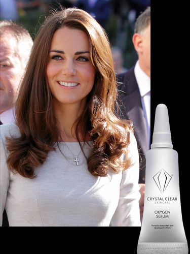 <p>How did Kate decide to prep her skin ahead of her royal wedding? Not by drenching her body in diamonds and caviar but she simply popped to her local beauty salon and had a Crystal Clear Oxygen Therapy facial. the brightening treatment uses a jet system of oxygen to deliver anti-ageing serums into the deeper layers of the skin to stimulate circulation. The result? plumped, glowing skin fit for a queen!</p>
<p>£110, <a href="http://crystalclear.co.uk/Products/Crystal_Clear_Oxygen_Serums.aspx" target="_blank">crystalclear.co.uk</a></p>