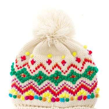 <p>It’s all about geek-chic knits this winter and this bright bobble hat, with mini pom-pom trimmings, will capture the look perfectly.</p>
<p>Hat, £15, <a href="http://www.asos.com/">ASOS</a></p>