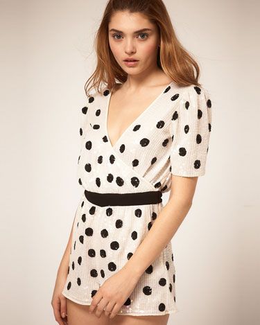 <p>Add a playful twist to your Christmas and New Year festivities with this super-cute, sequin polka dot playsuit. Wear with black tights to ward off winter chills, or save it for a house party and dare to bare!</p>
<p></p>Playsuit, £65, <a href="http://www.asos.com">asos.com</a>