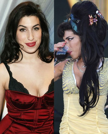 <p>Amy in January 2004 BB - that's Before Beehive. And before rehab, for that matter. </p>    <p> <br />By 2008 her career, hair and bizarre behaviour have reached dizzy new heights Amy lost her husband and her head around the same time - both could be hiding in that barnet</p>