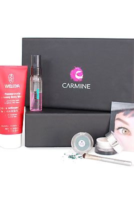 <p>Online subscription services to beauty boxes filled with personalised samples of beauty goodies allow to try the latest of the best for less. Pay £10 (+£2.75 P&P) a month and get 5 different brands to the value of £40 delivered right to your door! Our favourite box this month is <a href="(http://www.carmine.co.uk" target="_blank">Carmine</a> which is packed with treats to boost your mood and energy: KMS California Freeshape Quick Blow Dry, to do the new straight, Institut Esthederm Time Technology Cream, to defy time and boost radiance, Weleda Pomegranate Creamy Body Wash, to refresh, Japonesque Smudger Blush and myface.cosmetics Blingtone Eyeshadow for sexy eyes. It even contains a Benito Brow Bar Eyebrow Threading voucher to get on-trend brows by a pro. Perk up!</p>