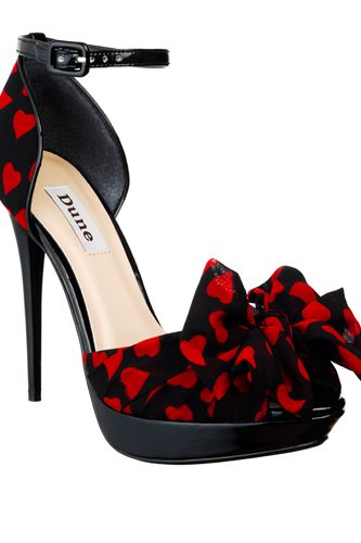 <p>For some over flirtatiousness, these heart print shoes are a winner.  Ankle straps can look totally sexy and the peep toe is so tiny, you can get away with wearing some flesh revealing fishnet tights or stockings for more alluring leg appeal</p>
<p>£85, <a href="http://www.dune.co.uk/h-valentine-d-heart-print-sandal-prodhvalentined10black/" target="_blank">dune.co.uk</a><br /><br /></p>
