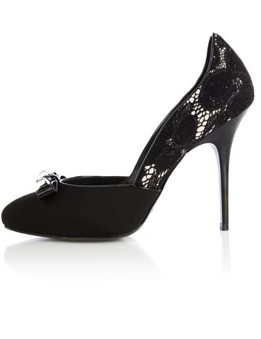 <p>You can't go wrong with a classic black court shoe, but this one posseses serious sex appeal with added black lace and a needle sharp stiletto.  Be poised in these spike heels to pounce on your man<br />£125, <a href="http://www.karenmillen.com/footwear/dept/fcp-category/list?resetFilters=true%20" target="_blank">karenmillen.com </a></p>
<p> </p>