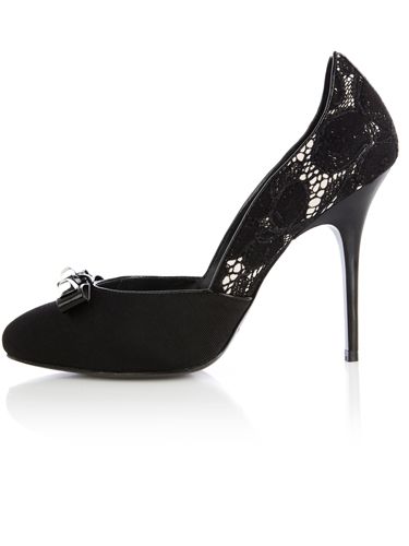 <p>You can't go wrong with a classic black court shoe, but this one posseses serious sex appeal with added black lace and a needle sharp stiletto.  Be poised in these spike heels to pounce on your man<br />£125, <a href="http://www.karenmillen.com/footwear/dept/fcp-category/list?resetFilters=true%20" target="_blank">karenmillen.com </a></p>
<p> </p>