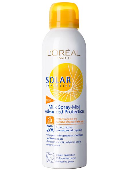 <br />L'Oréal Paris Solar Expertise Milk Spray Mist SPF 30, £15<br />