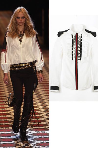 <br />The girl's gotta love boho! Gucci gave rock a Russian folklore hippy twist, creating a boost of easy style.<p>Catwalk - Gucci</p><p>Shirt, £25, New Look <br /></p><br />