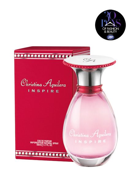 <p>Inspire is the new fragrance from pop princess Christina Aguilera</p>  <p> </p>  <p>A white floral fragrance with fruity top notes in a perfectly pear-shaped bottle, the heart of the perfume is a combination of Christina's three favourite flowers tuberose, rose and gardenia.</p>  <p> </p>    <p>Available now at Boots stores nationwide from a purse-pleasing £19<br /> </p>