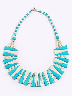 <p>There's a party happening right on your neck! Statement necklaces are SO having a moment, and this bright bib style is spring fresh. It'll add a certain kapow factor to the dullest of outfits.</p>
<p><br />Geometric bib necklace, £24, <a title="Urban Outfitters" href="http://www.urbanoutfitters.co.uk/geometric-bib-necklace/invt/5762406395454/&bklist=%20" target="_blank">Urban Outfitters</a></p>