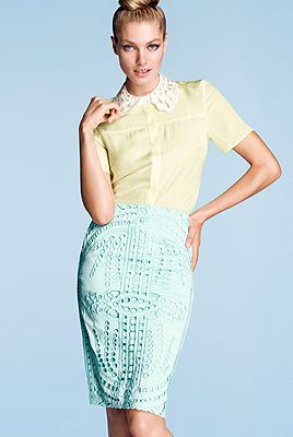 <p>This broderie anglaise pencil skirt from H&M looks deliciously designer, but is totally high street and nails this season's girly trend perfectly.<br /><br />Broderie anglaise skirt, £29.99, <a title="http://www.hm.com/gb/product/00480?article=00480-B" href="http://www.hm.com/gb/product/00480?article=00480-B" target="_blank">H&M</a></p>
