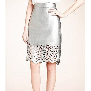 <p>Oh, this skirt it too beautiful! We die, M&S - WE DIE! Made from buttery soft silver leather with gorge cut-out detail, this skirt will see you through summer and beyond.<br /><br />Leather cutwork skirt, £149, <a title="M&S" href="http://www.marksandspencer.com/Autograph-Leather-Cutwork-Skirt/dp/B002SGAKB8" target="_blank">M&S</a></p>