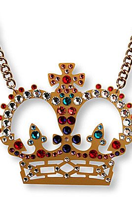 <p>Why wear your heart on your sleeve when you can wear your crown around your neck? This gorgeous bitta bling definitely brings some rock 'n' roll glam to the Diamond Jubilee - after all, why should HRH have all the fun?</p>
<p>Crystal Crown Necklace, £87, <a title="Tatty Devine" href="http://www.tattydevine.com/shop/featured/new-in/crystal-crown-large-necklace-gold.html" target="_blank">Tatty Devine</a></p>
