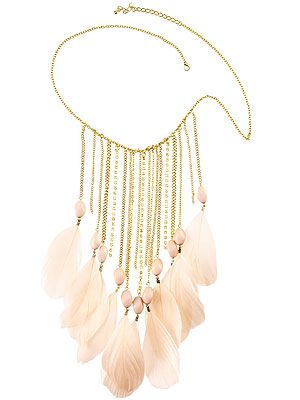 <p>A gorgeous and girly neck accessory that is sure to rustle the feathers of any stylish senorita!</p>
<p>Feather neckalce, £7.99, <a title="http://www.hm.com/gb/product/00742?article=00742-A#campaign=G81_In_Stores_Now&campaignType=Transactional_Planned&shopOrigin=CA" href="http://www.hm.com/gb/product/00742?article=00742-A#campaign=G81_In_Stores_Now&campaignType=Transactional_Planned&shopOrigin=CA" target="_blank">H&M</a></p>
<p> </p>