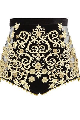 <p>River Island is right up there in our best of British brands and though it might be a little inappropriate to walk through Buckingham Palace in hotpants, we can't get enough of the gold detailing on these shorts!</p> <p>Embellished shorts, £30, River Island</p>
