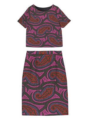 <p>JW Anderson for Topshop One of the hottest British fashion collabs in ages is so-hot-right-now JW Anderson and high street faves, Topshop. We heart this outsized paisley print top and skirt. A purple delight!</p> <p>Flower bombed skirt, £69.99, top, £59.99, Topshop</p>