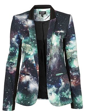 <p>Intergalactic! Planetary! Planetary! Intergalactic! Do a spot of star gazing the stylish way with this uhh-mazing printed blazer from Toppers. Who knew smart tailoring could be so fun?</p>
<p>Galactic Blazer, £68, <a title="http://www.topshop.com/webapp/wcs/stores/servlet/ProductDisplay?beginIndex=1&viewAllFlag=&catalogId=33057&storeId=12556&productId=8079782&langId=-1&sort_field=Relevance&categoryId=277012&parent_categoryId=208491&pageSize=200&siteID=TnL5HPStwNw-dxbO6M2r1cahX_IO_YIu2A " href="http://www.topshop.com/webapp/wcs/stores/servlet/ProductDisplay?beginIndex=1&viewAllFlag=&catalogId=33057&storeId=12556&productId=8079782&langId=-1&sort_field=Relevance&categoryId=277012&parent_categoryId=208491&pageSize=200&siteID=TnL5HPStwNw-dxbO6M2r1cahX_IO_YIu2A%20" target="_blank">Topshop</a><br /><br /></p>