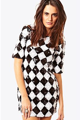 <p>This party dress is black, white and HOT all over! And even better, this all-over sequin style is only £50. Go for a 60s retro vibe and pair with flats and HUGE hair or pair with studs and black leather to toughen things up. Sorted.</p>
<p>Black and white sequin dress, £50, <a title="http://www.fashionunion.com/sequin-dresses/black-sequin-dress/invt/wdrs0198blk/" href="http://www.fashionunion.com/sequin-dresses/black-sequin-dress/invt/wdrs0198blk/" target="_blank">Fashion Union</a><br /><br /></p>