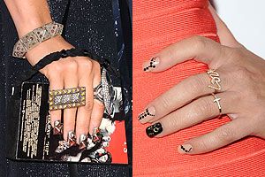 <p>Manicure mania is sweeping the UK – with an exhibition, Nailphilia and the official Nailympics currently in full swing! Here are our favourite examples of nail art on some famous celebrity fingers...</p>