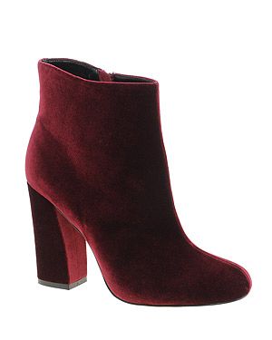 <p>Tick off two fashion trends on one - velvet and oxblood red - in these decadent ankle boots.</p>
<p>APOLLO velvet ankle boots, £55, <a title="Asos.com" href="http://www.asos.com/ASOS/ASOS-APOLLO-Ankle-Boots/Prod/pgeproduct.aspx?iid=2266447&cid=16122&sh=0&pge=0&pgesize=-1&sort=-1&clr=Oxblood" target="_blank">ASOS</a></p>