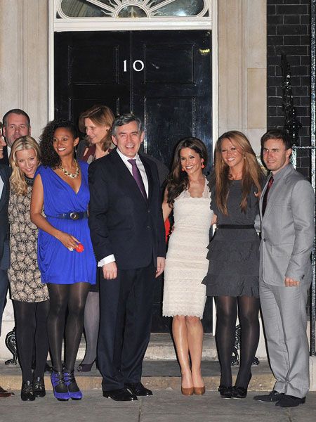 A jubilant Gary Barlow, Fearne Cotton, Ben Shepherd, Ronan Keating, Chris Moyles, Denise Van Outen, Cheryl Cole and Kimberley Walsh arrived at 10 Downing Street to meet PM Gordon Brown after their successful Mount Kilimanjaro climb for Comic Relief. The charitable stars raised over £1m...  <br />