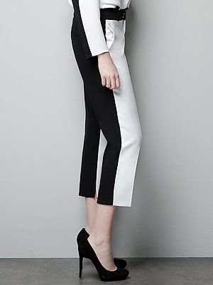 <p>Are they black? Or white? Answer: They're BOTH. These two-tone trews from Zara are the biz. </p>
<p>Two-tone trousers, £39.99, <a title="http://www.zara.com/webapp/wcs/stores/servlet/product/uk/en/zara-neu-W2012/287002/1049517/TWO-TONE%20TROUSERS" href="http://www.zara.com/webapp/wcs/stores/servlet/product/uk/en/zara-neu-W2012/287002/1049517/TWO-TONE%20TROUSERS" target="_blank">Zara</a><br /><br /></p>