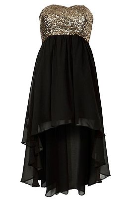 <p>Sequins automatically get us in the Christmas spirit. This mullet hemline is still a massive trend.<br /> <br /> Gold and black dress, £29.99, <a href="http://www.newlook.com/shop/womens/dresses/parisian-gold-sequin-black-dip-hem-dress_272797201%20%20" target="_blank">New Look</a> </p>