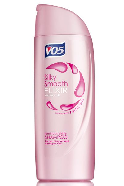 VO5 Elixir Silky Smooth Luminous Shine Shampoo and Conditioner, £2.15 each, - with satin silk extracts and 5 naturally replenishing vital oils to tame and control frizz. Recommended for hair exposed to heat styling.  <br />