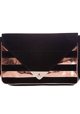 <p>This clutch bag is perfect if you're a party girl - but one who doesn't DO sequins. Add to a little black dress, or with jeans and a gorgeous top.</p>
<p>Clutch bag, £25, <a title="http://www.republic.co.uk/women/new-in/miso-stripe-clutch-bag-88913/" href="http://www.republic.co.uk/women/new-in/miso-stripe-clutch-bag-88913/" target="_blank">Republic</a><br /><br /></p>