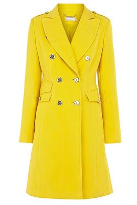 <p>Beat the January blues with this bright ray of sunshine - yet stay toasty, too. A total traffic stopper if ever we've seen one!</p>
<p>Military moleskin coat, £199, <a href="http://www.karenmillen.com///karenmillen/fcp-product/903000058972" target="_blank">Karen Millen </a></p>