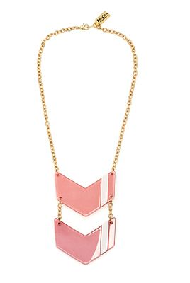 <p>Add a bit of bling to your everyday look with this glam pink insignia necklace, which sort of points to your chest, which is nice. Showcasing the goods, as it were.</p>
<p>Pink Insignia necklace, £30, <a href="http://www.annalouoflondon.com/productdetails.asp?id=3422&IG=1287%20" target="_blank">Anna Lou of London </a></p>