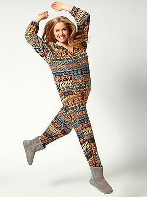 <p>Onesies don't get much trendier than this – bright colours and Aztec print, this one from Boohoo packs a fashion punch.</p>
<p>Nina brushed knit Aztec print hooded onesie, £30, <a href="http://www.boohoo.com/restofworld/clothing/onesies/icat/onesies/onesies/nina-brushed-knit-aztec-print-hooded-onesie/invt/azz53042" target="_blank">Boohoo.com</a></p>