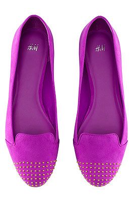 <p>Add a splash of colour to a drab outfit with these studded beauts from H&M. They're a bargain at £15 so we'd be tempted to get them in leopard print and black too!</p>
<p>Ballet pumps, £14.99, <a href="http://www.hm.com/gb/product/07618?article=07618-D%20" target="_blank">H&M</a></p>
<p> </p>