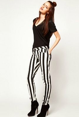 <p>Monochrome is having a fashion moment. And so are stripes. Combine the two for off-the-scale stylishness. We're loving the leg-lengthening properties of the vertical stripes, too.</p>
<p>Elgin mono stripe jean, £35, <a title="ASOS" href="http://www.asos.com/ASOS/ASOS-Elgin-Skinny-Jean-in-Mono-Stripe/Prod/pgeproduct.aspx?iid=2562293" target="_blank">ASOS </a></p>
