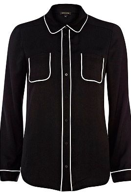 <p>Ever wished you could go to work in your pyjamas? Well, now you can (sort of). We love the contrast piping detail on this River Island shirt - and reckon it's a s comfy as a pair of PJs, too.</p>
<p>Black piped shirt, £25, <a href="http://www.riverisland.com/women/blouses--shirts/shirts/Black-long-sleeve-piped-shirt-634454%20" target="_blank">River Island</a></p>