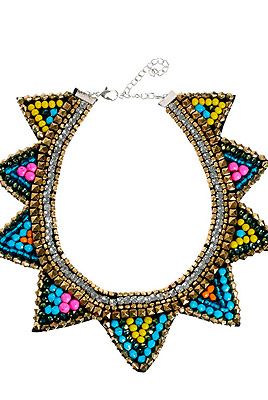 <p>You get a whole lotta beaded bling for your buck with this statement necklace from ASOS - perfect for giving your everyday tops a fresh new-season look.</p>
<p>Triangle Bib Necklace, £15, <a href="http://www.asos.com/ASOS/ASOS-Triangle-Bib-Necklace/Prod/pgeproduct.aspx?iid=2707795&cid=6992&sh=0&pge=1&pgesize=200&sort=-1&clr=Multi&MID=35718%20" target="_blank">ASOS</a></p>