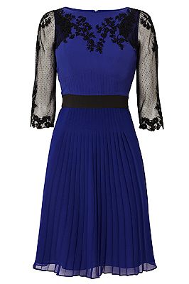 <p>For those days when you have to rush from work to an evening do, this navy embroidered dress is just the ticket. The sheer embroidered sleeves give it a touch of elegance paired with heels and a smart clutch. It works equally well for the office too with a black blazer thrown over the top. The cut is totally gorgeous and flatters most body shapes too.</p>
<p>Navy embroidered dress, £190, <a href="http://www.karenmillen.com/floral-embroidery-dress/clothing/karenmillen/fcp-product/102DQ00210" target="_blank">Karen Millen</a></p>