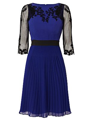 <p>For those days when you have to rush from work to an evening do, this navy embroidered dress is just the ticket. The sheer embroidered sleeves give it a touch of elegance paired with heels and a smart clutch. It works equally well for the office too with a black blazer thrown over the top. The cut is totally gorgeous and flatters most body shapes too.</p>
<p>Navy embroidered dress, £190, <a href="http://www.karenmillen.com/floral-embroidery-dress/clothing/karenmillen/fcp-product/102DQ00210" target="_blank">Karen Millen</a></p>