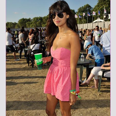 The T4 presented looked pretty in pink in a strapless mini dress. Jameela has obviously been taking style tips from Alexa Chung and grunged her look up with chunky boots  <br />