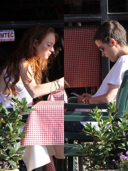 Are Lindsay Lohan and Sam Ronson back on? We realise you are all past caring by now, but it was nice to see the pair lunching together in Hollywood. Even if they were looking stoney-faced and Ronson was distracted by her BlackBerry...