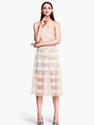 <p>Go nude this summer and flash a bit of leg with H&M's calf-length pleated sheer skirt. Just the right side of sexy.</p>
<p>Skirt, £29.99, <a href="http://www.hm.com/gb/product/13503?article=13503-B" target="_blank">H&M</a></p>